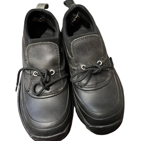 Lands’ End Black Leather/Rubber Duck Shoes for Rain & Snow Sz 8 B - Picture 2 of 8